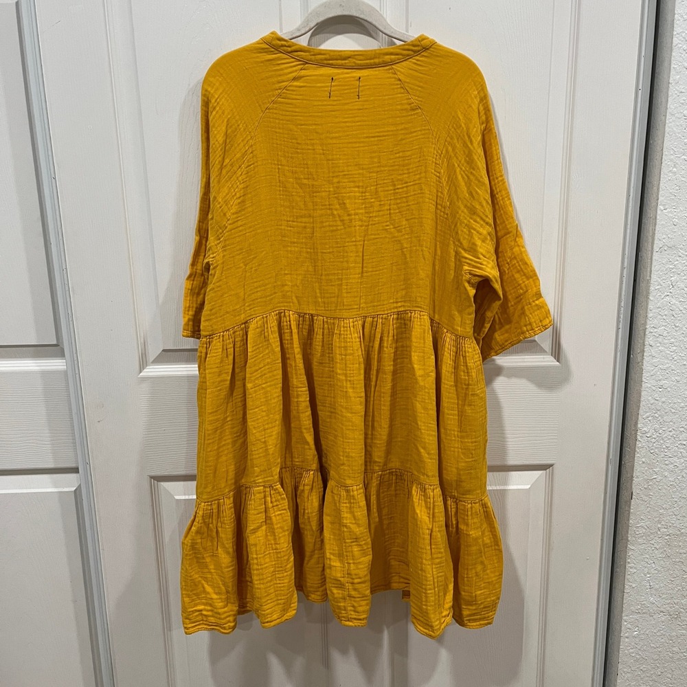 9seed EL MATADOR Mustard Yellow Cotton‎ Gauze Mini Dress Beach Cover Up Size 1 - Picture 4 of 8